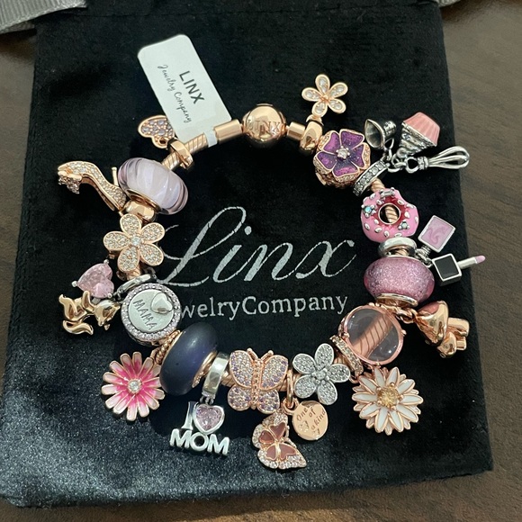 Linx Rose Gold Bracelet with Mom Zircon Themed Charms